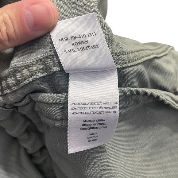 Rails Rowan Military Bomber Jacket Linen Tencel Green Women's Size Large Boho - Picture 12 of 12